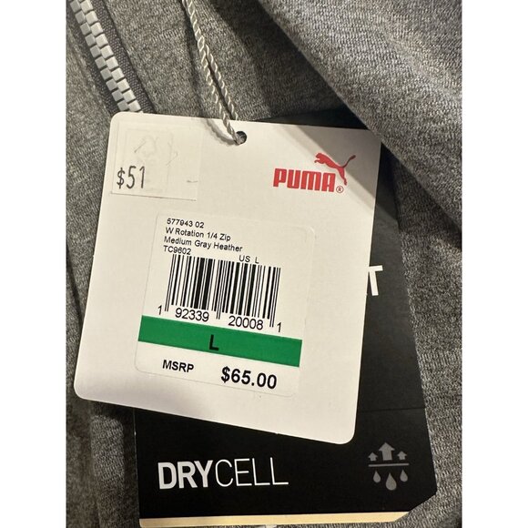 NEW PUMA Women's LARGE Rotation 1/4 Zip Pullover Heather Gray - Picture 5 of 5